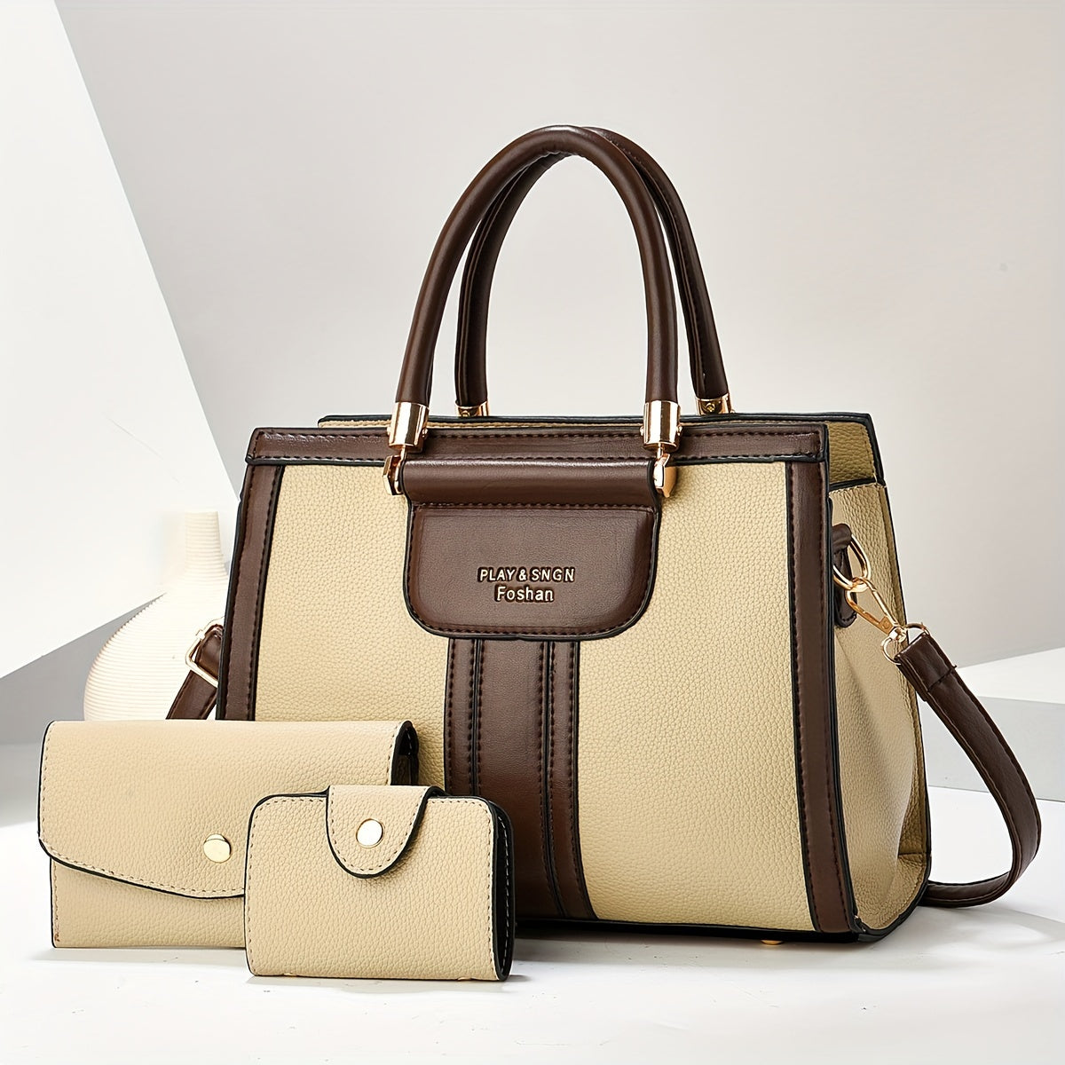 LUNA - ELEGANT 3-PIECE LEATHER BAG SET