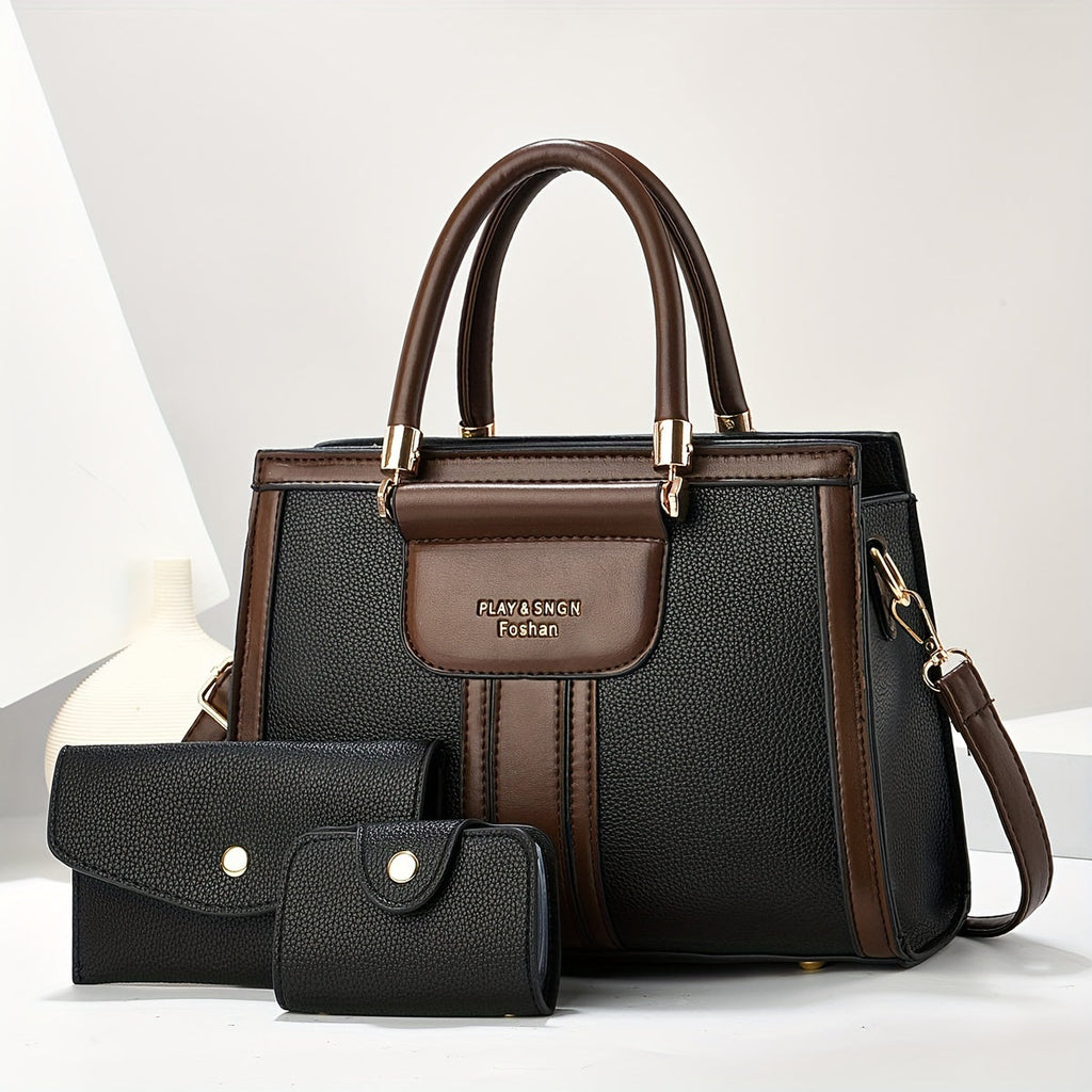 LUNA - ELEGANT 3-PIECE LEATHER BAG SET