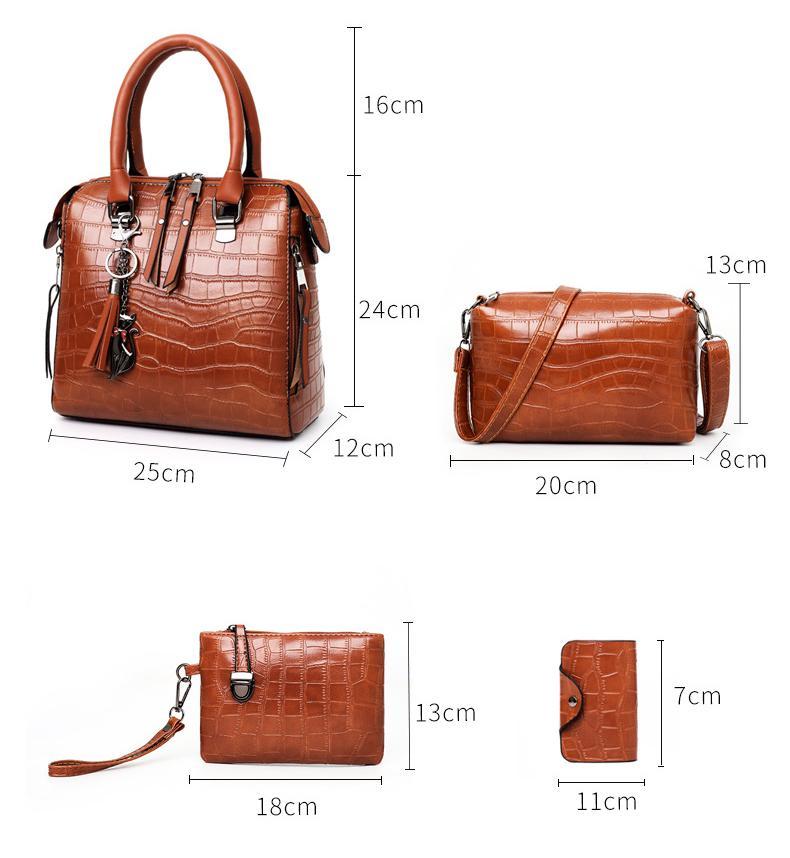 EVELYN - EVERYDAY ELEGANCE 4-PIECE LEATHER BAG SET