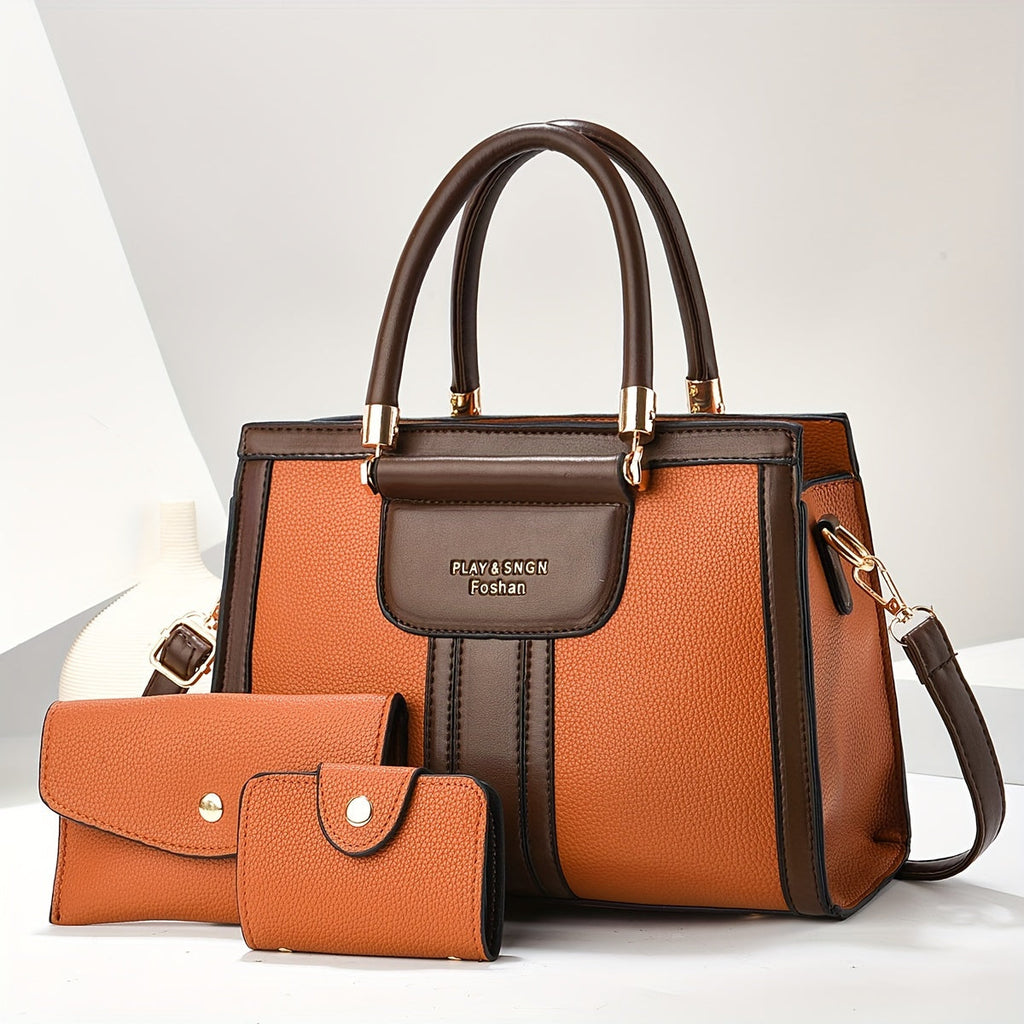 LUNA - ELEGANT 3-PIECE LEATHER BAG SET