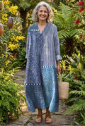 The Indigo Patchwork Midi Dress