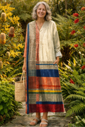 The Vintage Geometric Line Midi Dress