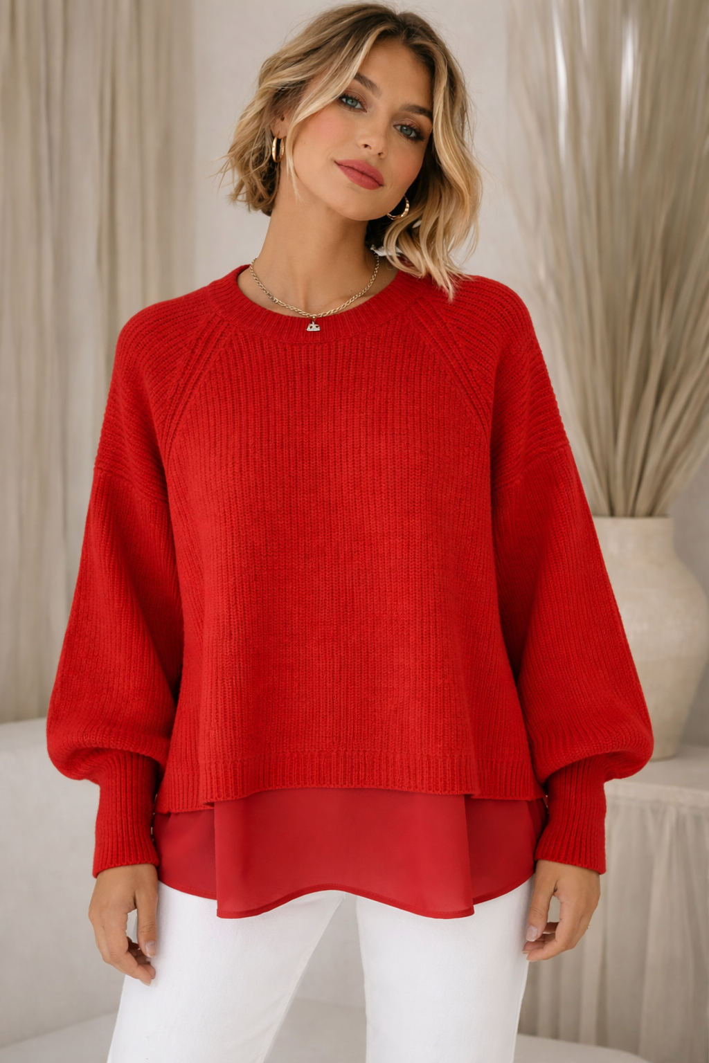 SIENNA | PINK LAYERED KNIT SWEATER