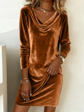 Eveline | Elegant Drape-Neck Velvet Dress