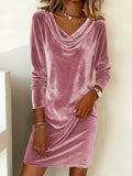Eveline | Elegant Drape-Neck Velvet Dress