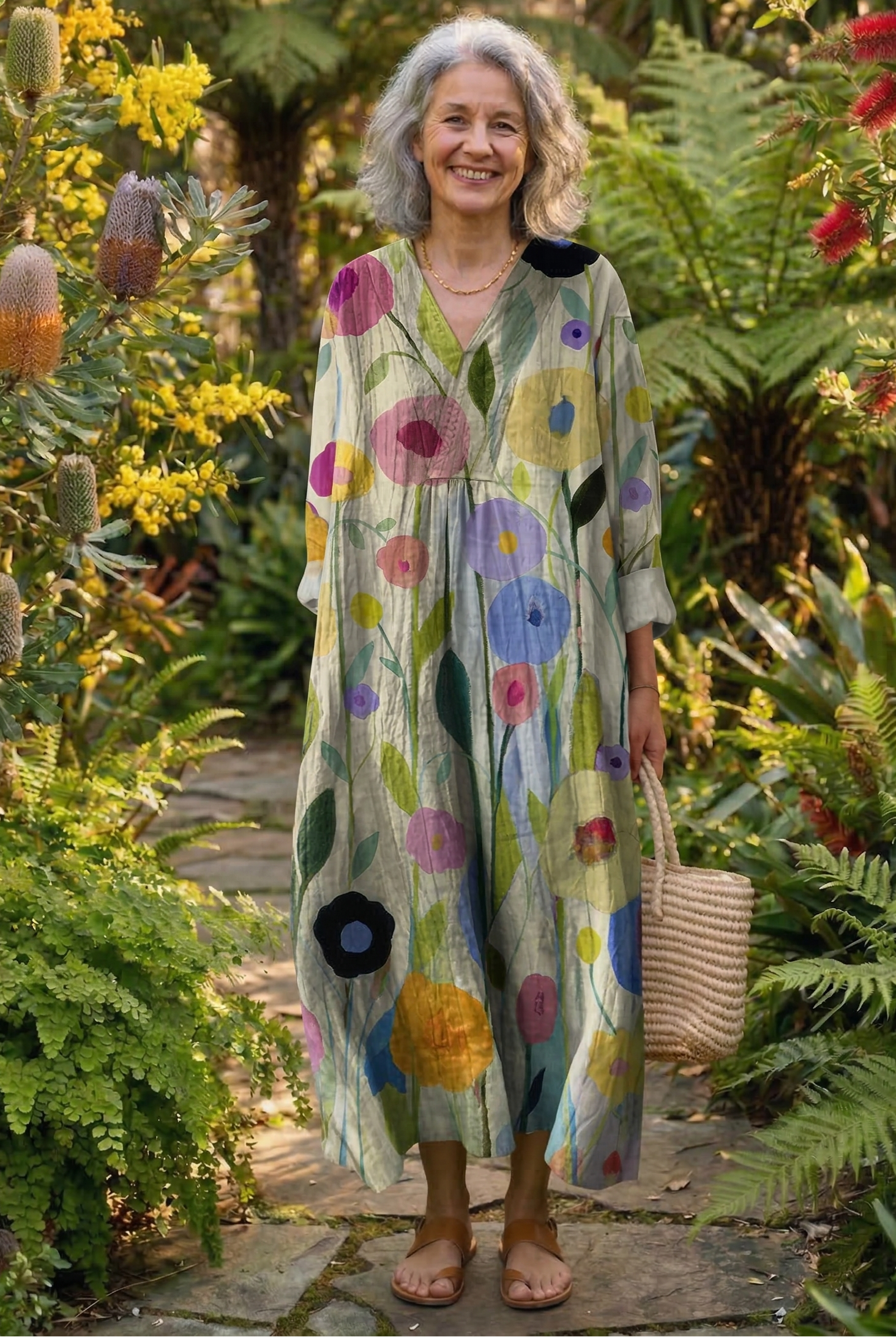 The Oil Painting Floral Midi Dress