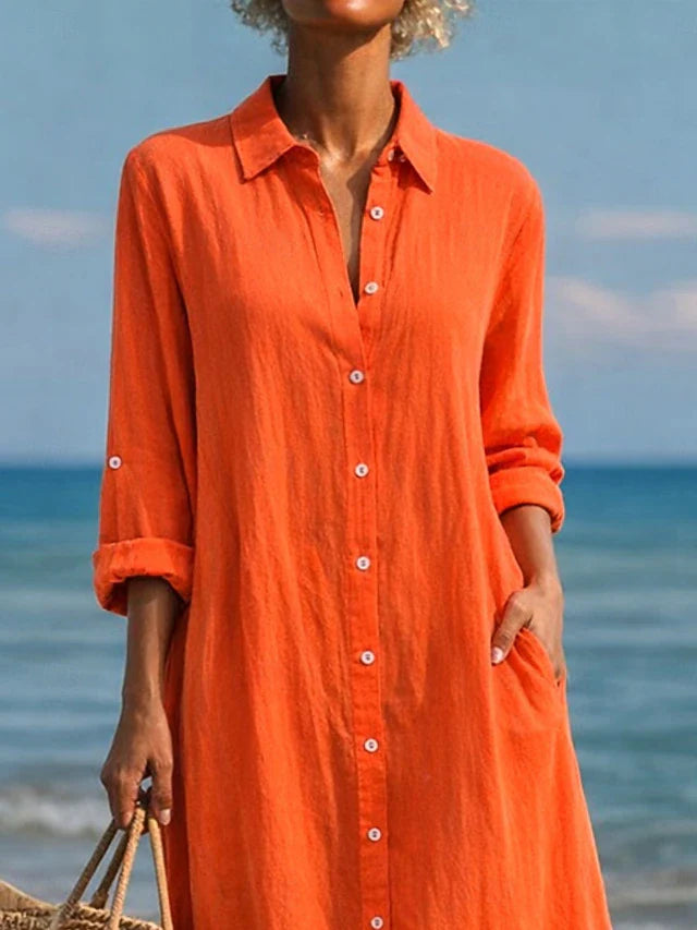 LORRAINE | RELAXED BUTTON MIDI DRESS