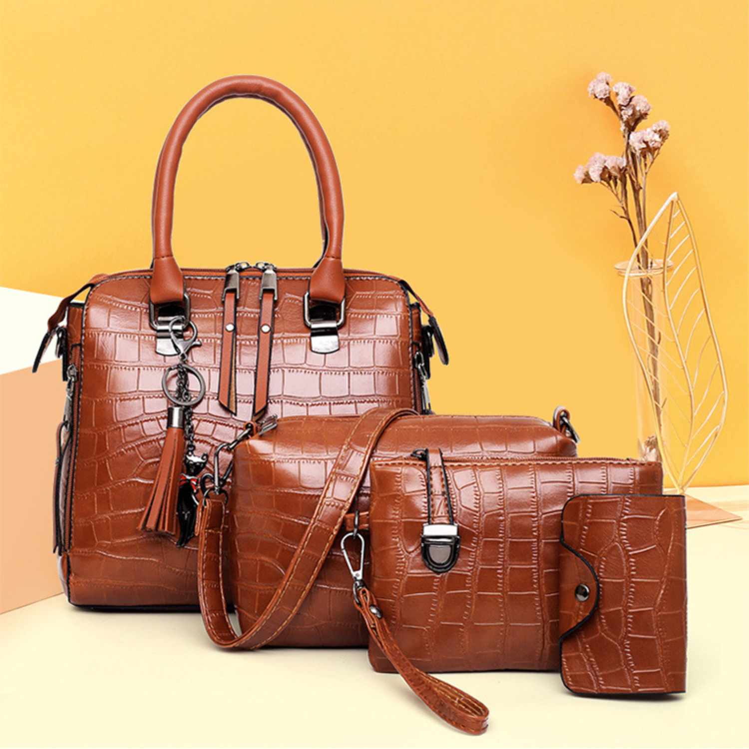 EVELYN - EVERYDAY ELEGANCE 4-PIECE LEATHER BAG SET