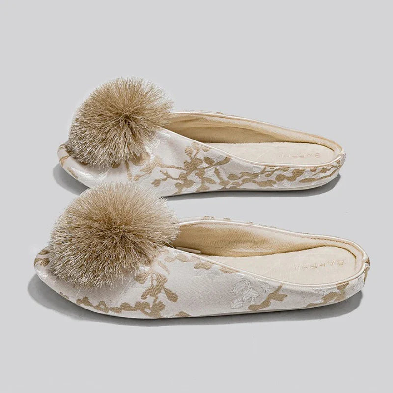 MIA | EMBROIDED POM SLIPPERS