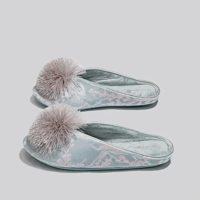 MIA | EMBROIDED POM SLIPPERS