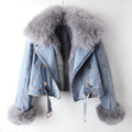 ELISE NOIR FUR DENIM JACKET