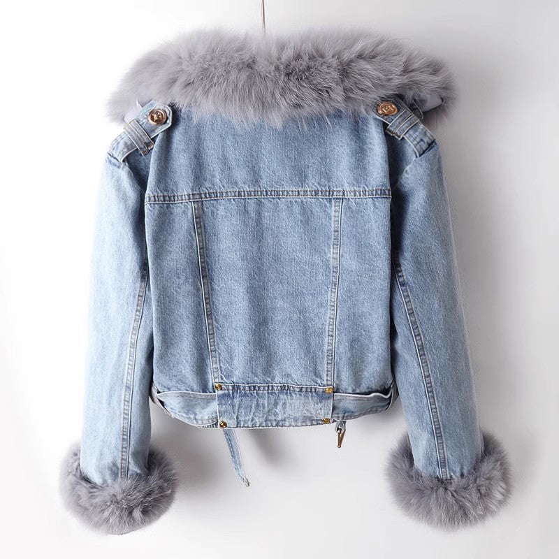 ELISE NOIR FUR DENIM JACKET