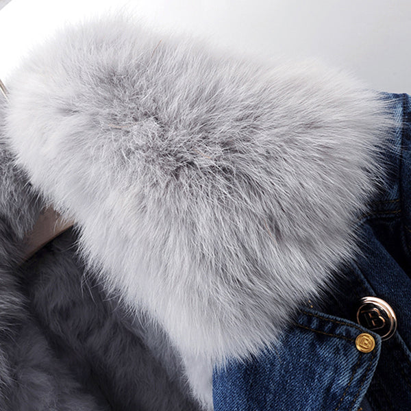 ELISE NOIR FUR DENIM JACKET
