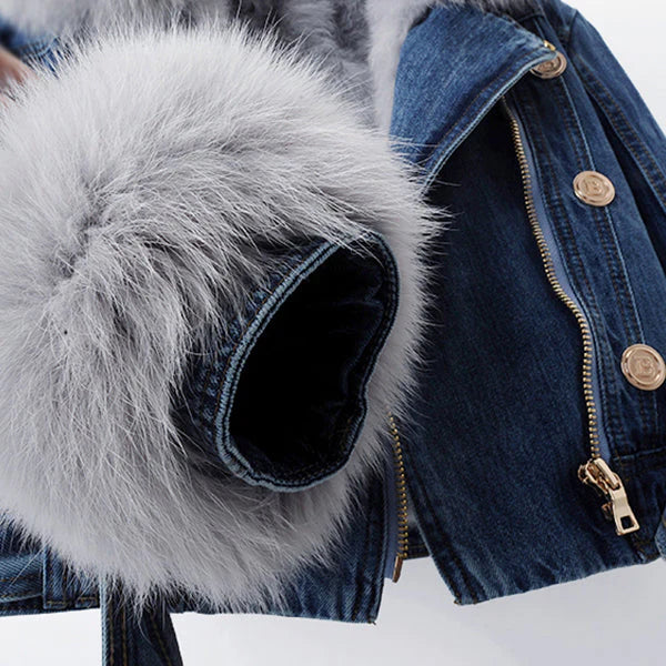 ELISE NOIR FUR DENIM JACKET