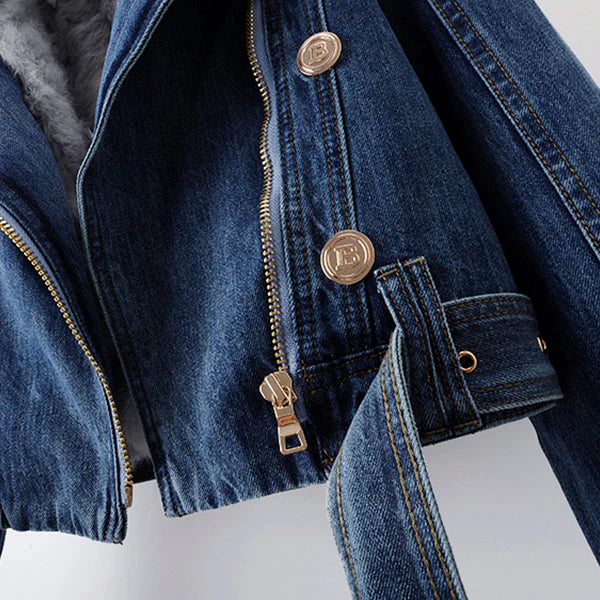 ELISE NOIR FUR DENIM JACKET