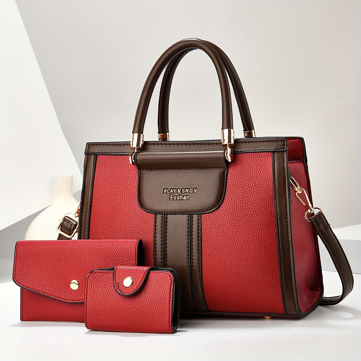 LUNA - ELEGANT 3-PIECE LEATHER BAG SET