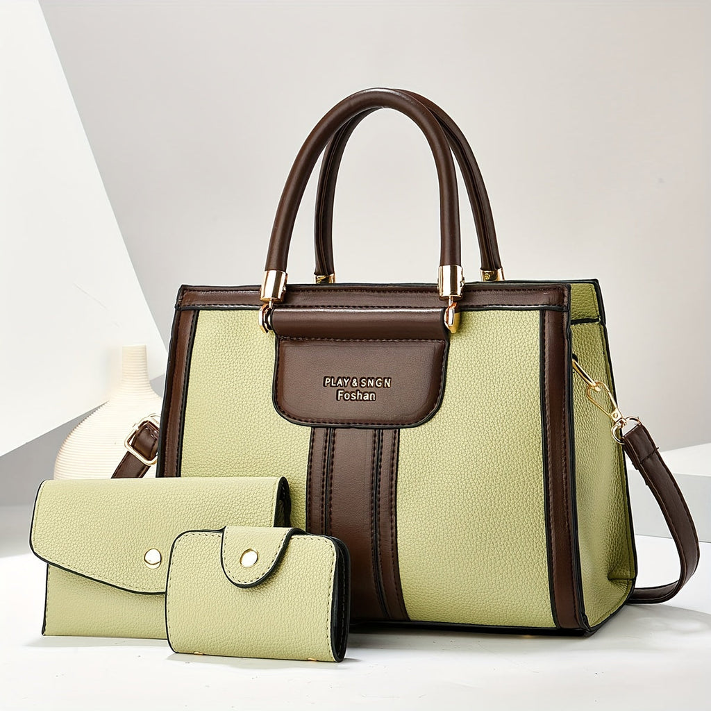 LUNA - ELEGANT 3-PIECE LEATHER BAG SET