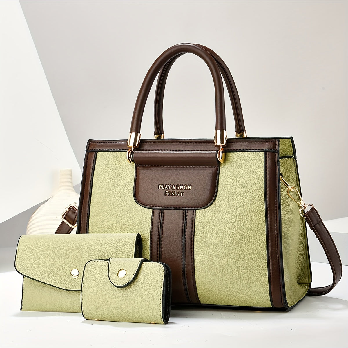 LUNA - ELEGANT 3-PIECE LEATHER BAG SET