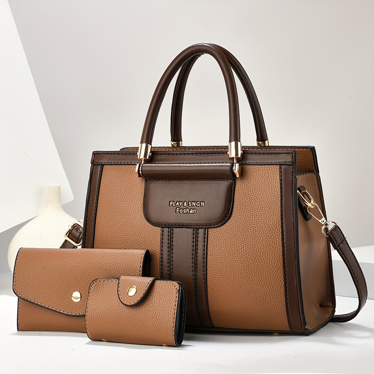 LUNA - ELEGANT 3-PIECE LEATHER BAG SET