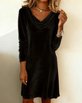 Eveline | Elegant Drape-Neck Velvet Dress